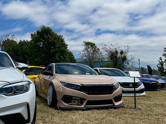 Honda Civic 10th Gen FC1 FC2 FC5 FC6 2016 2017 2018 2019 2020 2021 & Civic 10th Gen FK7 2017 2018 2019 2020 2021 (compatible with both OEM bumper and ROBOT CRAFTSMAN bumper, fits FK7 Hatchback although panel line is slightly different) with Aftermarket Parts - Widebody Wheel Arches Fender Flares Carbon Fiber / FRP from Robot Craftsman