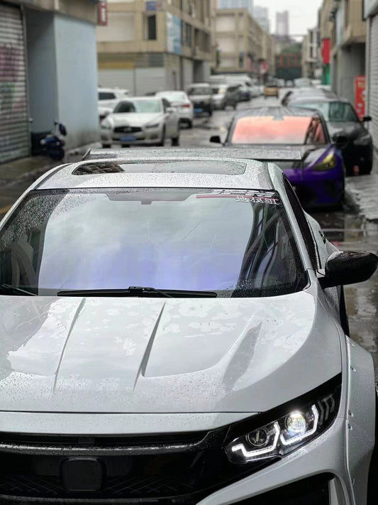 Honda Civic 10th Gen FC1 FC2 FC5 FC6 2016 2017 2018 2019 2020 2021 & Civic 10th Gen FC3 FC4 FK7 2017 2018 2019 2020 2021 with Aftermarket Parts - V2 Hood Bonnet Carbon Fiber / FRP from Robot Craftsman