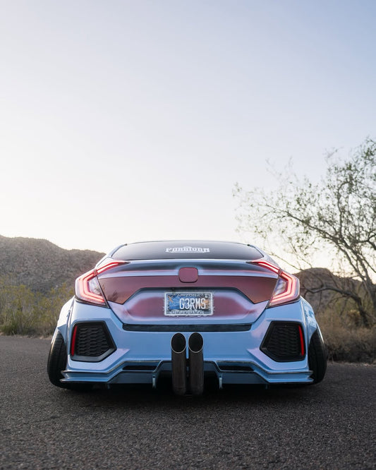 Honda Civic 10th Gen FC1 FC2 SI 2016 2017 2018 2019 2020 2021 (diffuser also compatible with ROBOT CRAFTSMAN rear bumper) with Aftermarket Parts - Rear Diffuser & Bumper Carbon Fiber/FRP/PP from Robot Craftsman