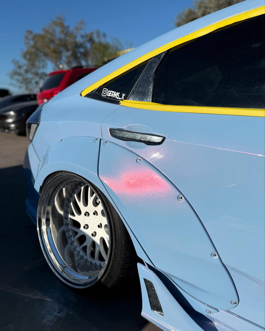 Honda Civic 10th Gen FC1 FC2 FC5 FC6 2016 2017 2018 2019 2020 2021 & Civic 10th Gen FK7 2017 2018 2019 2020 2021 (compatible with both OEM bumper and ROBOT CRAFTSMAN bumper, fits FK7 Hatchback although panel line is slightly different) with Aftermarket Parts - Widebody Wheel Arches Fender Flares Carbon Fiber / FRP from Robot Craftsman