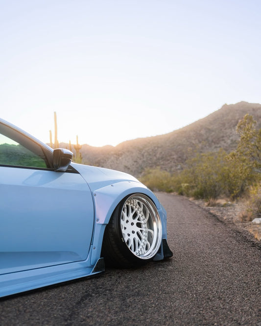 Honda Civic 10th Gen FC1 FC2 FC5 FC6 2016 2017 2018 2019 2020 2021 & Civic 10th Gen FK7 2017 2018 2019 2020 2021 (compatible with both OEM bumper and ROBOT CRAFTSMAN bumper, fits FK7 Hatchback although panel line is slightly different) with Aftermarket Parts - Widebody Wheel Arches Fender Flares Carbon Fiber / FRP from Robot Craftsman