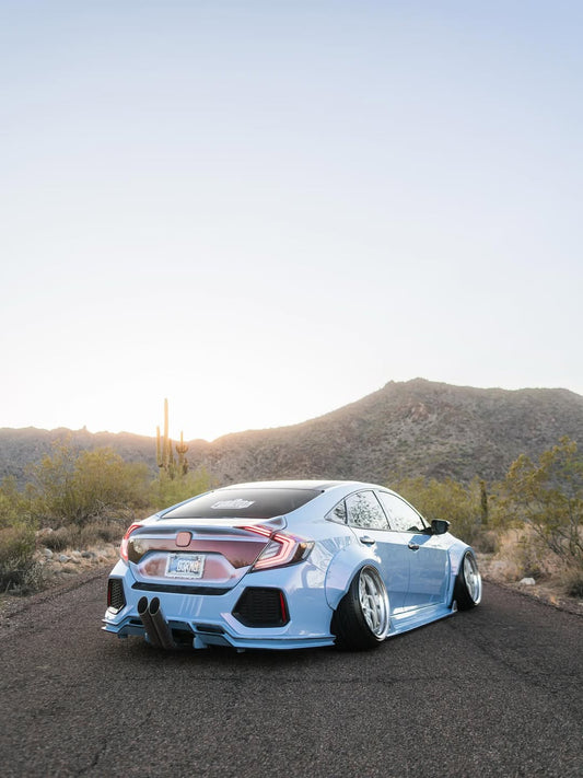 Honda Civic 10th Gen FC1 FC2 SI 2016 2017 2018 2019 2020 2021 (diffuser also compatible with ROBOT CRAFTSMAN rear bumper) with Aftermarket Parts - Rear Diffuser & Bumper Carbon Fiber/FRP/PP from Robot Craftsman