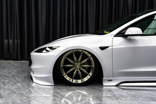 Tesla Model 3 Highland 2024 with Aftermarket Parts - Front Lip Splitter ABS & PP from Yofer USA