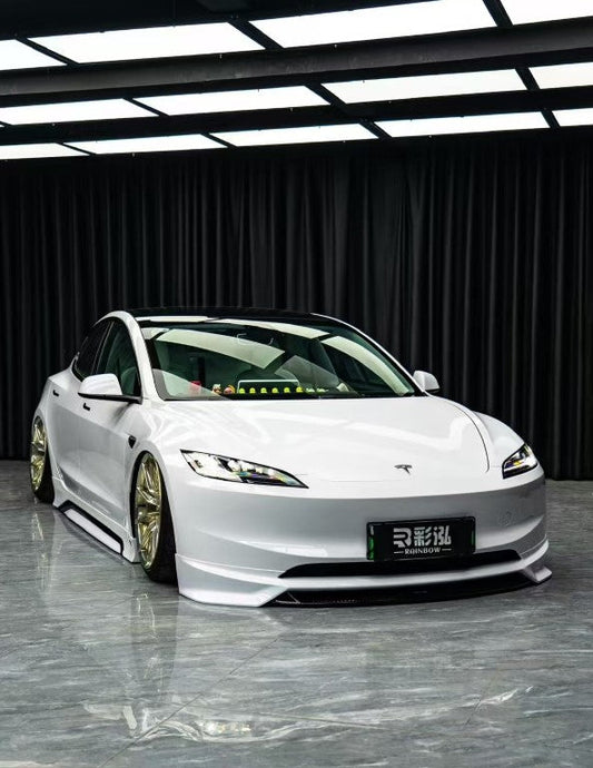 Tesla Model 3 Highland 2024 with Aftermarket Parts - Front Lip Splitter ABS & PP from Yofer USA