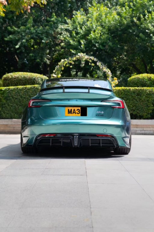 Tesla Model 3 Highland / Performance 2024 with Aftermarket Parts - V1 Sports Rear Diffuser & Canards PP from Yofer USA