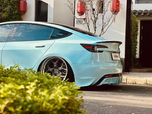 Tesla Model 3 Highland / Performance 2024 with Aftermarket Parts - V1 Sports Rear Diffuser & Canards PP from Yofer USA
