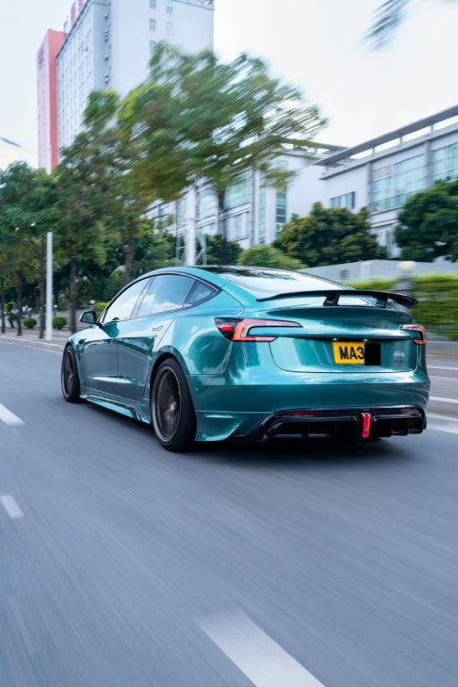 Tesla Model 3 Highland / Performance 2024 with Aftermarket Parts - V1 Sports Rear Diffuser & Canards PP from Yofer USA