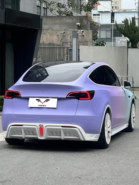 Tesla Model Y / Performance 2021-ON with Aftermarket Parts - Loong Flames Max Rear Diffuser PP from Yofer USA