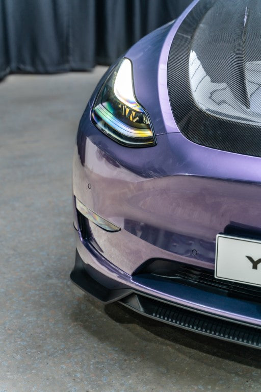 Tesla Model Y / Performance 2021 2022 2023 2024 with Aftermarket Parts - Loong Flames Pro Style Front Lip PP from Yofer USA