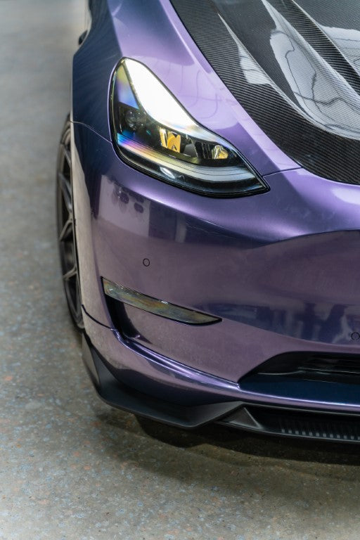 Tesla Model Y / Performance 2021 2022 2023 2024 with Aftermarket Parts - Loong Flames Pro Style Front Lip PP from Yofer USA