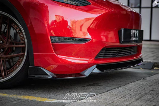 Tesla Model Y / Performance 2021 2022 2023 2024 with Aftermarket Parts - Loong Flames Pro Style Front Lip PP from Yofer USA