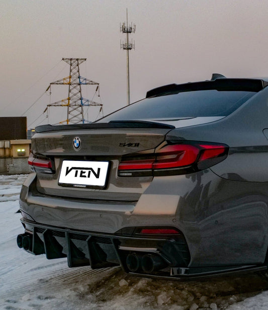 BMW M5/M5C F90 (Fits Both Pre-LCI & LCI) 2018-ON & 5 Series G30 540i M550i (With M-Package Bumper) G30 G31 (Fits Both Pre-LCI & LCI) 2017-ON with Aftermarket Parts - Rear Lip Spoiler ABS from VTEN