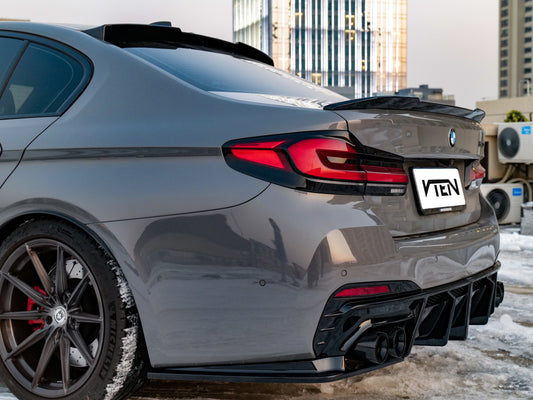BMW M5/M5C F90 (Fits Both Pre-LCI & LCI) 2018-ON & 5 Series G30 540i M550i (With M-Package Bumper) G30 G31 (Fits Both Pre-LCI & LCI) 2017-ON with Aftermarket Parts - Rear Lip Spoiler ABS from VTEN