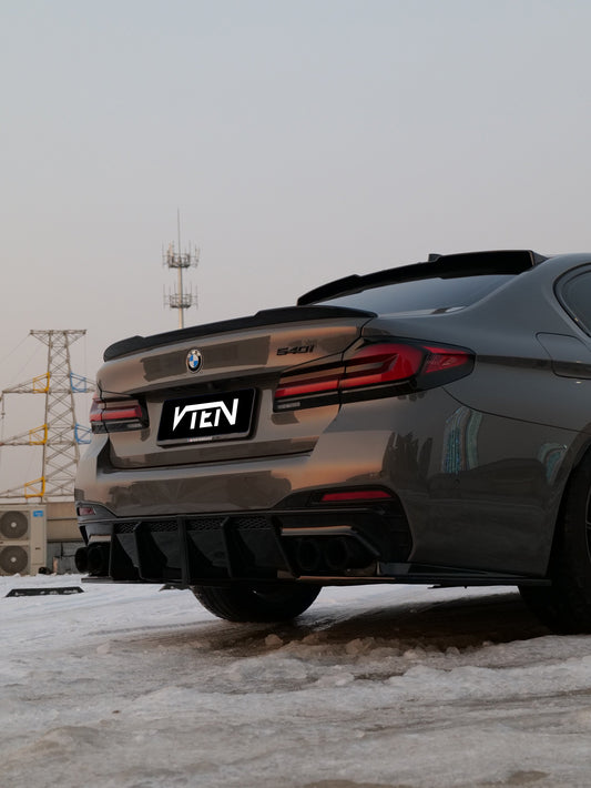 BMW M5/M5C F90 (Fits Both Pre-LCI & LCI) 2018-ON & 5 Series G30 540i M550i (With M-Package Bumper) G30 G31 (Fits Both Pre-LCI & LCI) 2017-ON with Aftermarket Parts - Rear Lip Spoiler ABS from VTEN