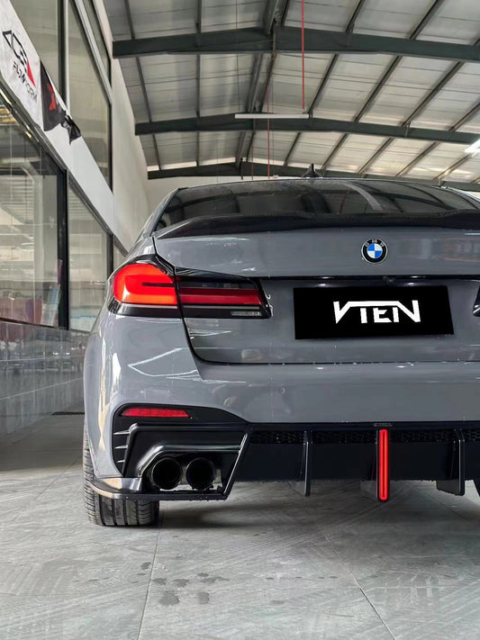 BMW M5/M5C F90 (Fits Both Pre-LCI & LCI) 2018-ON & 5 Series G30 540i M550i (With M-Package Bumper) G30 G31 (Fits Both Pre-LCI & LCI) 2017-ON with Aftermarket Parts - Rear Diffuser PP from VTEN