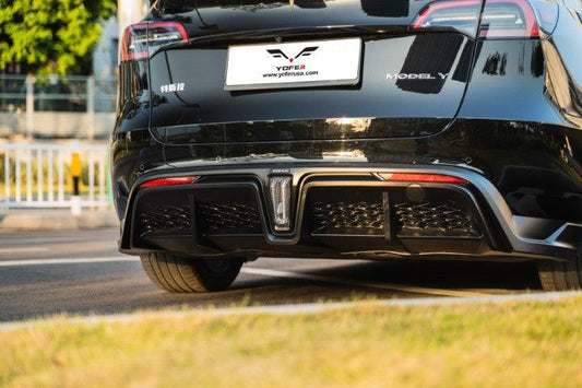Tesla Model Y / Performance 2021-ON with Aftermarket Parts - Loong Flames Max Rear Diffuser PP from Yofer USA