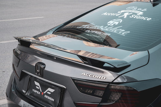 Honda Accord 10th 10.5th Gen 2018-2022 with Aftermarket Parts - V2 Style Rear Spoiler ABS from Yofer USA