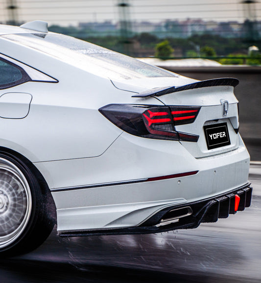 Honda Accord 10th 10.5th Gen 2018-2022 with Aftermarket Parts - V2 Style Rear Diffuser & Rear Canards PP from Yofer USA