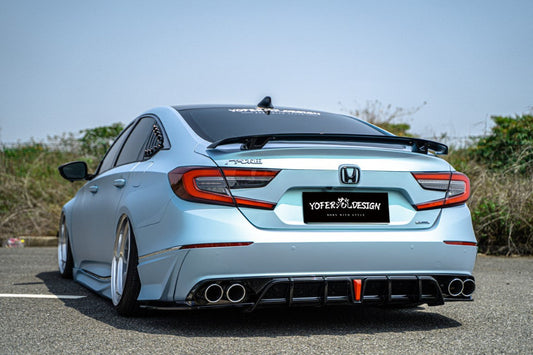 Honda Accord 10th 10.5th Gen 2018-2022 with Aftermarket Parts - V2 Style Rear Diffuser & Rear Canards PP from Yofer USA