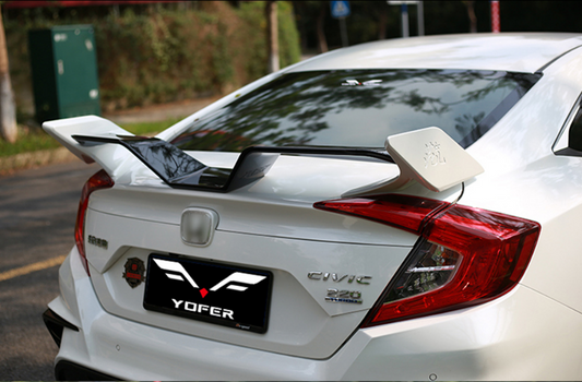 Honda Civic 10th Gen FC1 FC2 FC5 FC6 2016-2021 with Aftermarket Parts - Rear Spoiler ABS from Yofer USA