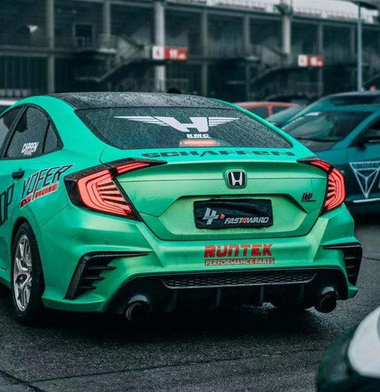 Honda Civic 10th Gen FC1 FC2 FC5 FC6 2016-2021 with Aftermarket Parts - Rear Bumper PP from Yofer USA