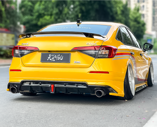 Honda Civic 11th Gen FE1 FE2 FE4 2022-ON with Aftermarket Parts - V2 Style Rear Spoiler ABS from Yofer USA
