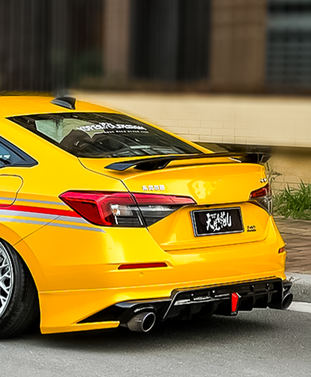 Honda Civic 11th Gen FE1 FE2 FE4 2022-ON with Aftermarket Parts - V2 Style Rear Spoiler ABS from Yofer USA