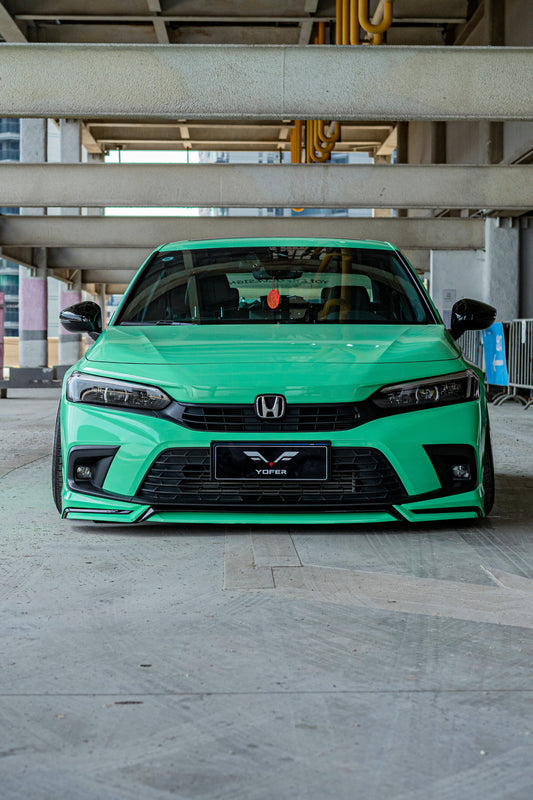 Honda Civic 11th Gen FE1 FE2 FE4 2022-ON & Civic 11th Gen FL1 FL2 FL4 2022-ON with Aftermarket Parts - V1 Style Front Lip Spliter PP from Yofer USA