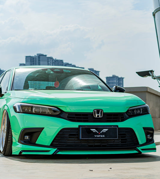 Honda Civic 11th Gen FE1 FE2 FE4 2022-ON & Civic 11th Gen FL1 FL2 FL4 2022-ON with Aftermarket Parts - V1 Style Front Lip Spliter PP from Yofer USA