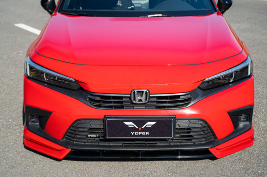 Honda Civic 11th Gen FE1 FE2 FE4 2022-ON & Civic 11th Gen FL1 FL2 FL4 2022-ON with Aftermarket Parts - V2 Style Front Lip Spliter PP from Yofer USA