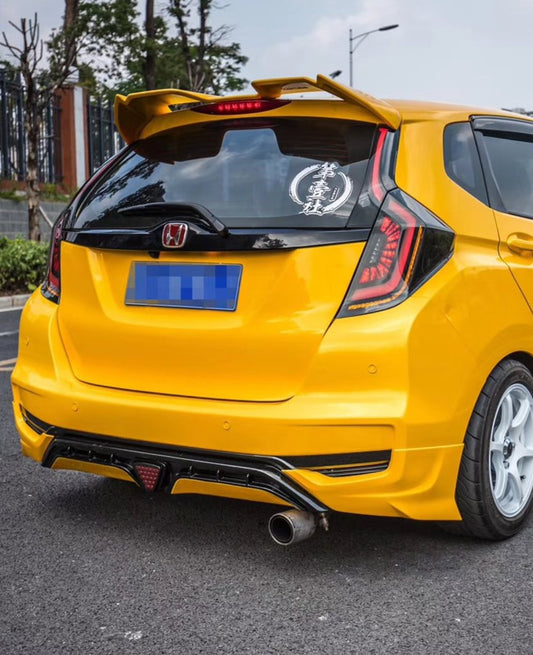 Honda Fit 3rd Gen GK3 GK4 GK5 GK6 GK7 GH7 GP5 GP6 2015-2020 with Aftermarket Parts - Rear Diffuser & Canards PP from Yofer USA