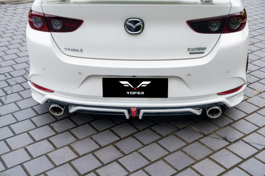Mazda3 4th Gen BP 2019 2020 2021 2022 2023 2024 with Aftermarket Parts - Rear Diffuser & Canards PP from Yofer USA