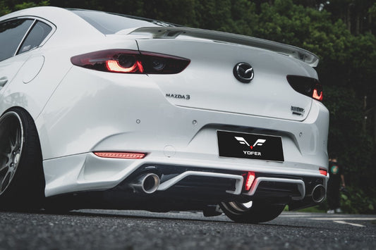 Mazda3 4th Gen BP 2019 2020 2021 2022 2023 2024 with Aftermarket Parts - Rear Diffuser & Canards PP from Yofer USA