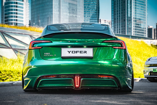 Tesla Model 3 Highland / Performance 2024-ON with Aftermarket Parts - V2 Style Rear Diffuser & Canards PP from Yofer USA