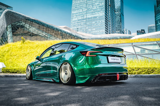 Tesla Model 3 Highland / Performance 2024 with Aftermarket Parts - V1 Sports Rear Diffuser & Canards PP from Yofer USA