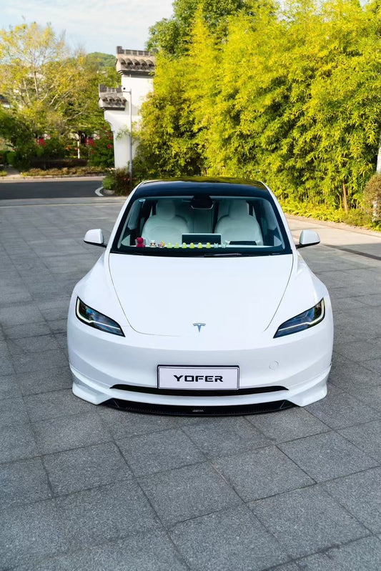 Tesla Model 3 Highland 2024 with Aftermarket Parts - Front Lip Splitter ABS & PP from Yofer USA