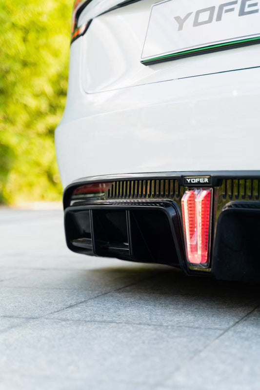Tesla Model 3 Highland / Performance 2024 with Aftermarket Parts - V1 Sports Rear Diffuser & Canards PP from Yofer USA