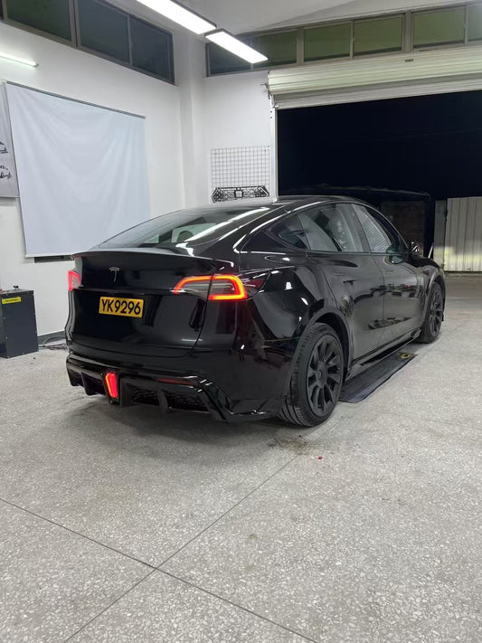 Tesla Model Y / Performance 2021-ON with Aftermarket Parts - Loong Flames Max Rear Diffuser PP from Yofer USA
