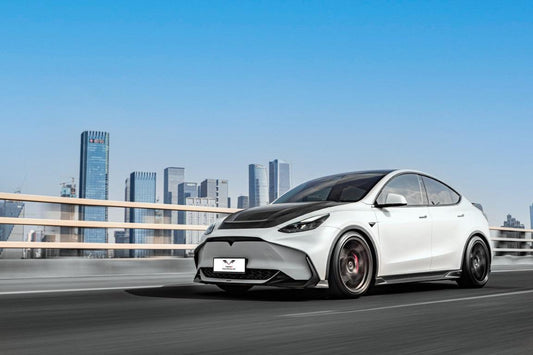 Tesla Model Y / Performance 2021-ON with Aftermarket Parts - Loong Flames Max Front Bumper PP from Yofer USA