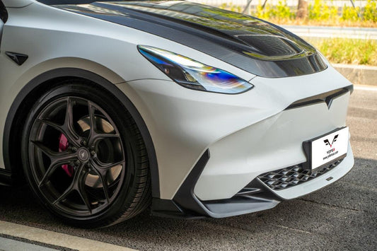 Tesla Model Y / Performance 2021-ON with Aftermarket Parts - Loong Flames Max Front Bumper PP from Yofer USA