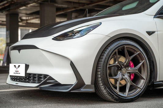 Tesla Model Y / Performance 2021-ON with Aftermarket Parts - Loong Flames Max Front Bumper PP from Yofer USA
