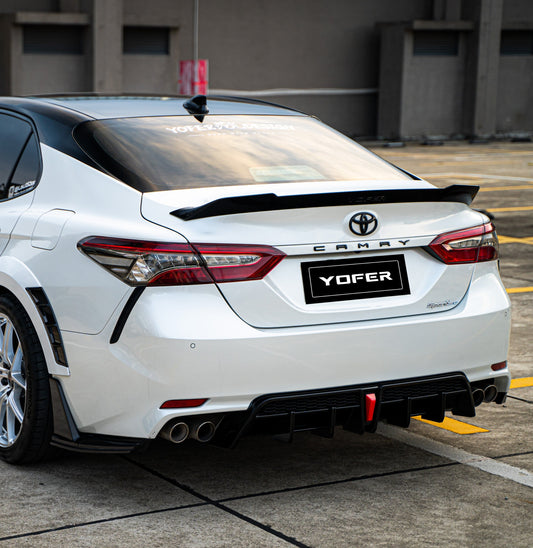 Toyota Camry 8th Gen XV70 SE XSE 2018-2024 with Aftermarket Parts - V1 Style Diffuser & Canards PP from Yofer USA