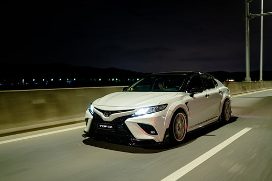 Toyota Camry 8th Gen XV70 SE XSE 2018-2020 with Aftermarket Parts - V1 Style Front Lip Splitter PP from Yofer USA