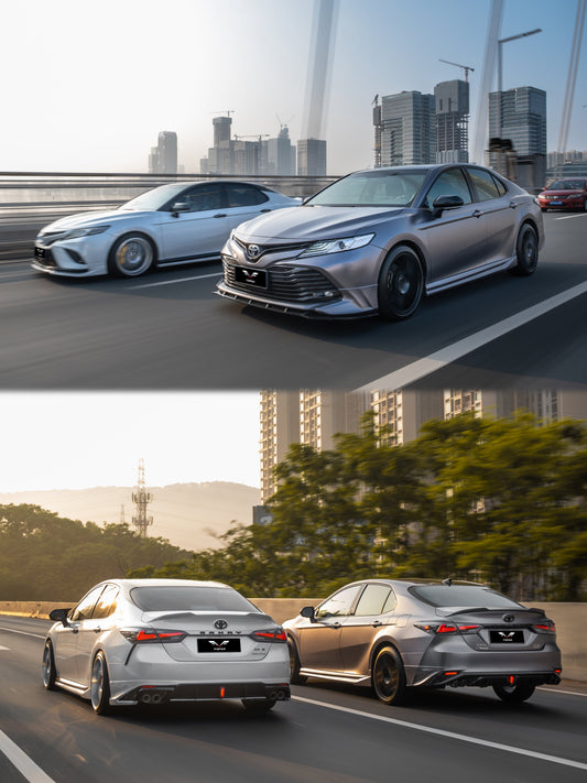 Toyota Camry 8th Gen XV70 LE XLE 2018-2020 with Aftermarket Parts - Front Lip & Side Spliters PP from Yofer USA