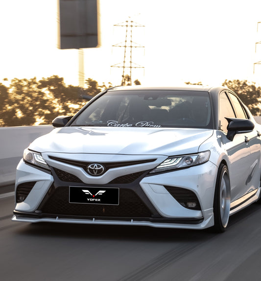 Toyota Camry 8th Gen XV70 SE XSE 2018-2020 with Aftermarket Parts - V2 Style Front Lip Splitter PP from Yofer USA