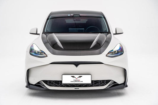 Tesla Model Y / Performance 2021-ON with Aftermarket Parts - Loong Flames Max Front Bumper PP from Yofer USA