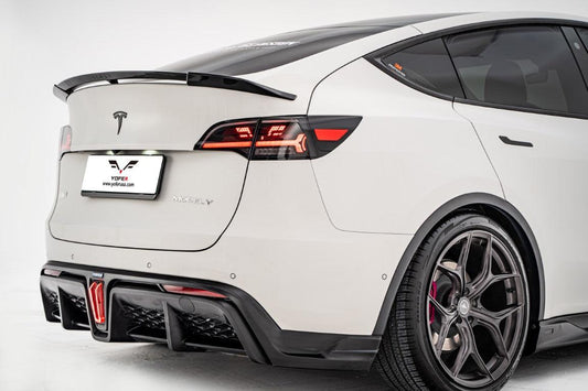 Tesla Model Y / Performance 2021-ON with Aftermarket Parts - Loong Flames Max Rear Diffuser PP from Yofer USA
