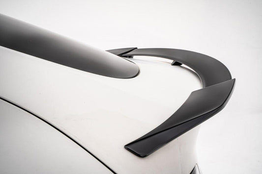 Tesla Model Y / Performance 2021 2022 2023 2024 with Aftermarket Parts - Loong Flames Style Rear Spoiler Wing Carbon Fiber from Yofer USA