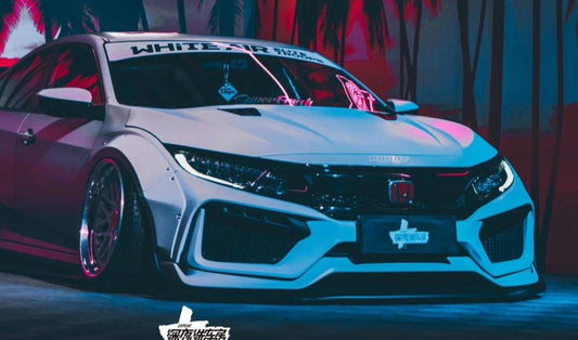 Honda Civic 10th Gen FC1 FC2 FC5 FC6 2016 2017 2018 2019 2020 2021 & Civic 10th Gen FC3 FC4 2017 2018 2019 2020 2021 & Civic 10th Gen FK7 2017 2018 2019 2020 2021 with Aftermarket Parts - Front Bumper & Front Lip Carbon Fiber / FRP from Robot Craftsman