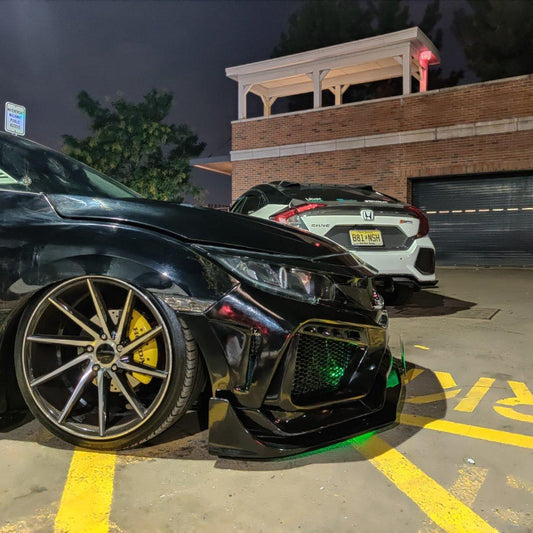 Honda Civic 10th Gen FC1 FC2 FC5 FC6 2016 2017 2018 2019 2020 2021 & Civic 10th Gen FC3 FC4 2017 2018 2019 2020 2021 & Civic 10th Gen FK7 2017 2018 2019 2020 2021 with Aftermarket Parts - Front Bumper & Front Lip Carbon Fiber / FRP from Robot Craftsman